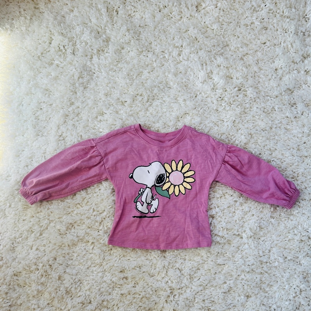 Gap Pink Snoopy Kids Long Sleeve Shirt